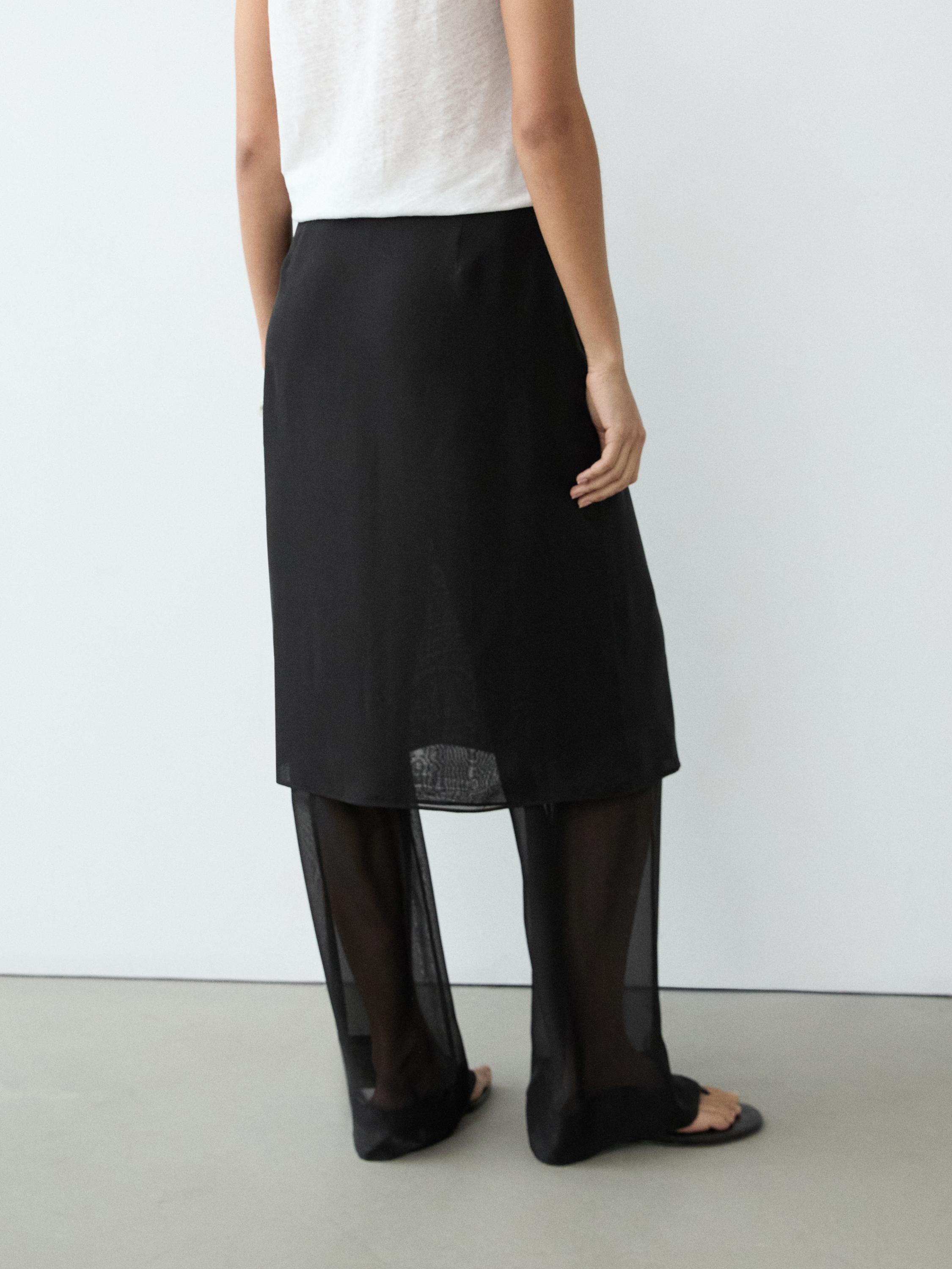 Jupe-culotte longue 100 % soie